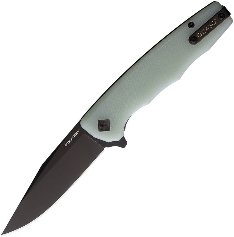 Ocaso Strategy Linerlock Knife with Jade G10 Handle and Black Blade
